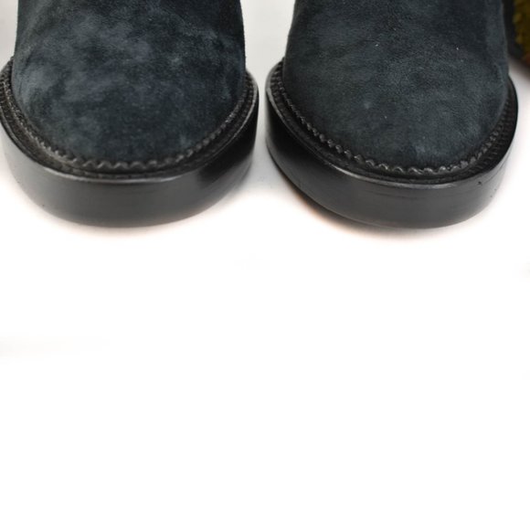 BURBERRY Prorsum: Navy Blue, Patchwork "Allison" Over The Knee Boots - Picture 5 of 10